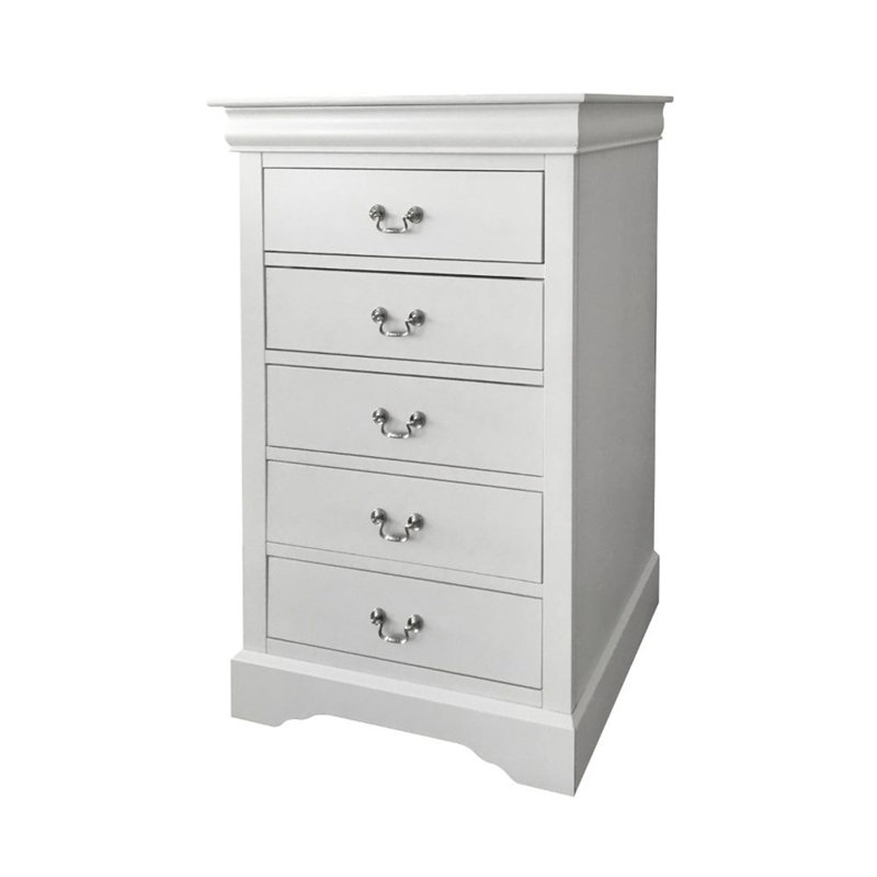  Glory Furniture Louis Phillipe 5 Drawer Chest, White/Gray