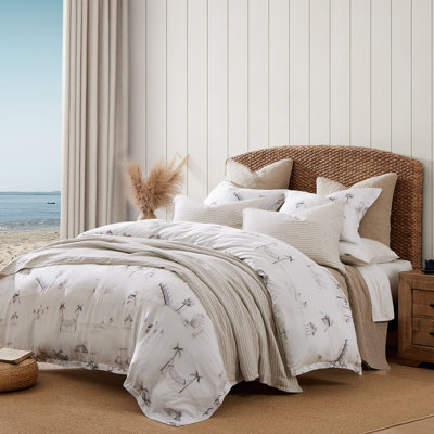 Ensemble d'édredon Eucalyptus taupe aquarelle Toile Palms