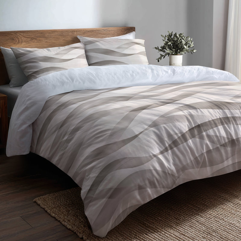 Ensemble de housse de couette abstrait 3 pièces - Modern Wavy Line, Housse de couette très grand et 2 très grandes t