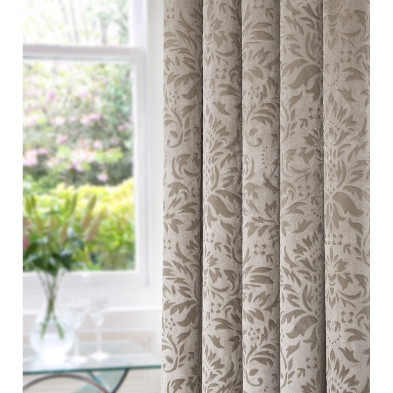 Hadiya Fully Lined Pencil Pleat Curtain Pair, 229cm W x 229cm D, Natural