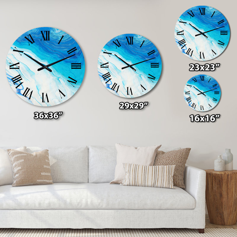Horloge murale moderne bleue et blanche, Petit