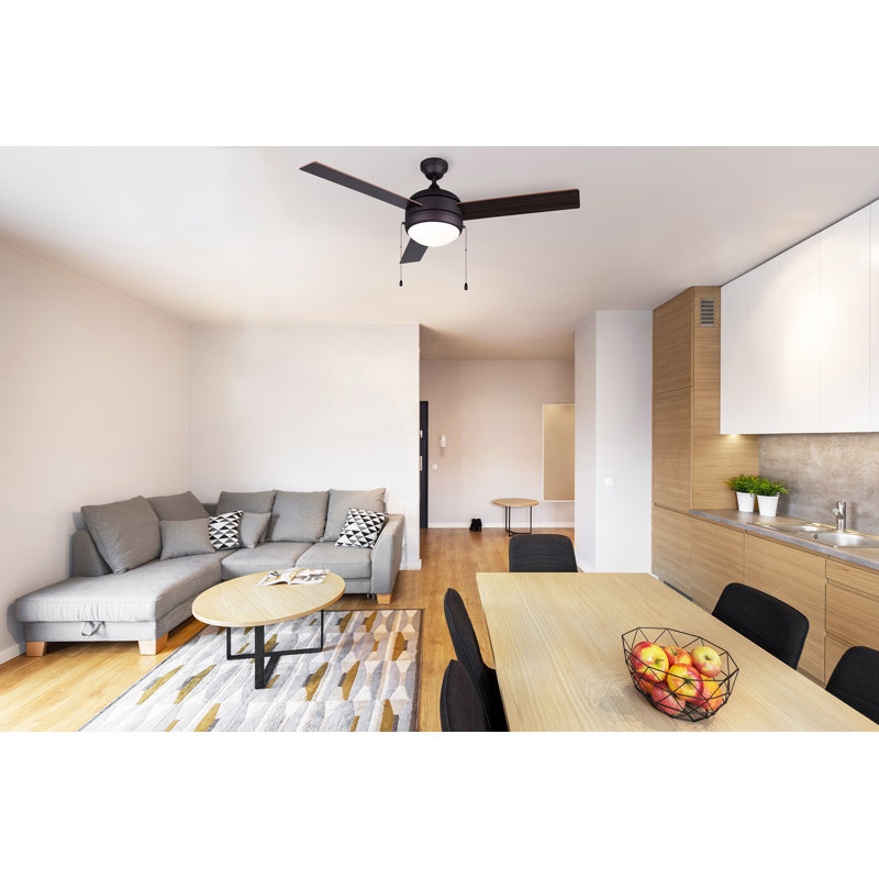 Abbas-Hussein 48'' Ceiling Fan with Light Kit, Oil Rubbed Bronze/Walnut