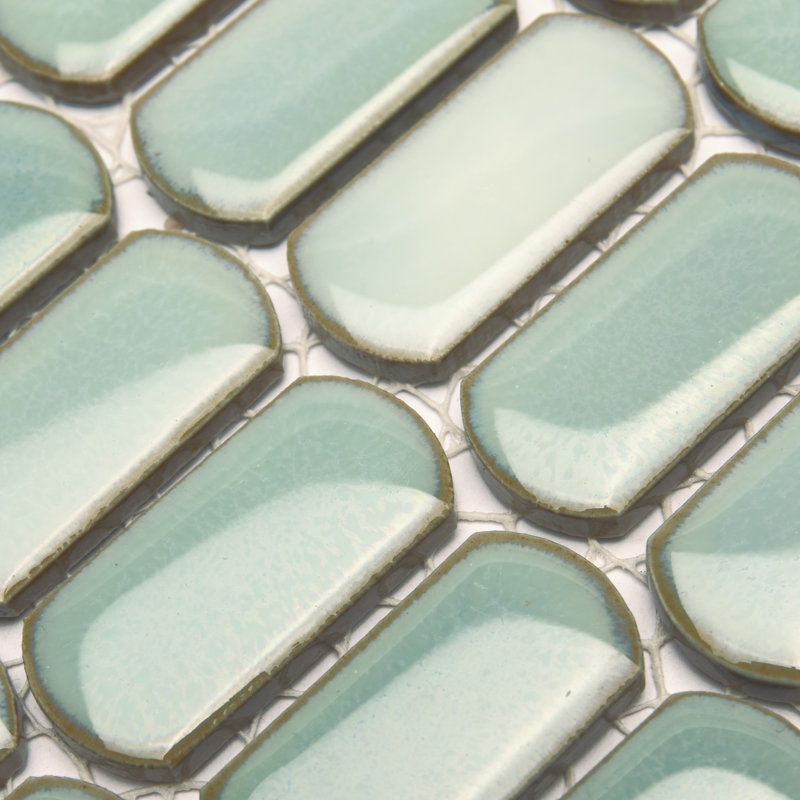 Hudson Capsule 12-1/4 In. X 13-1/8 In. Porcelain Mosaic Tile, Mint Green