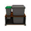 LEGRABOX Double 35 pte Poubelle coulissante grise / noyer Orion avec bacs à fermeture en douceur BLUM et double 8 L pour armoires sans cadre 18 "-94679844-115789034-115789038