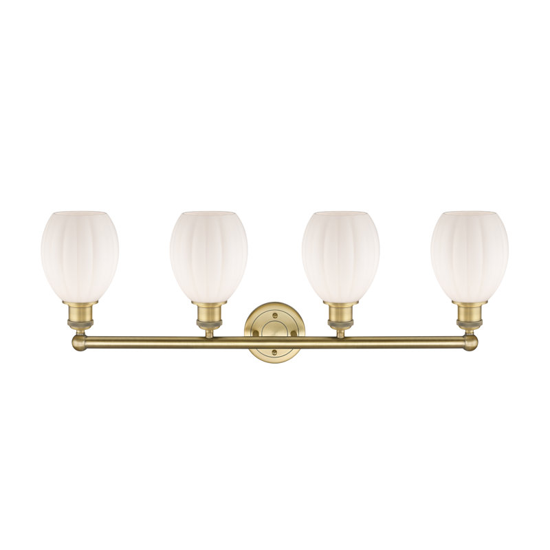 Bolduc 4 - Light Dimmable Vanity Light, Matte White, Brushed Brass