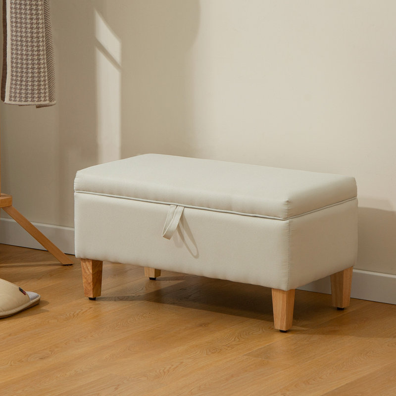 Angella Rectangle Storage Ottoman, Beige, 36cm H x 71cm W x 37cm D