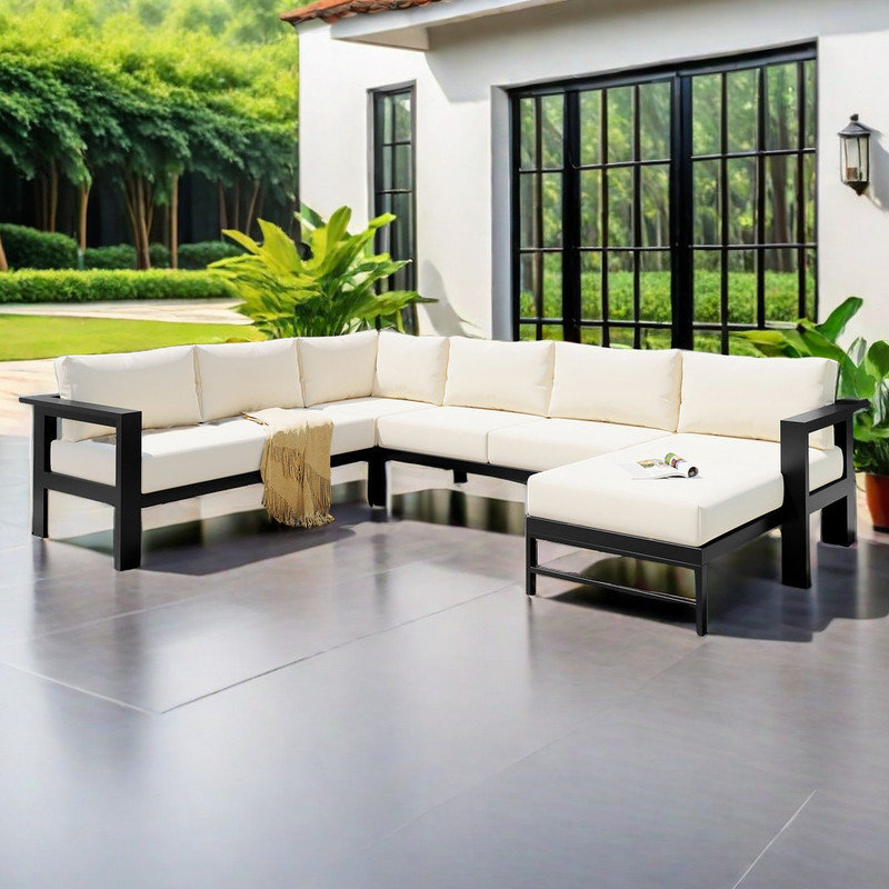 Margolf 5 - Person Patio Conversation Set with Cushions, White