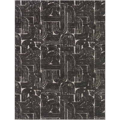 Michelson Cream/Black Modern Arches Area Rug