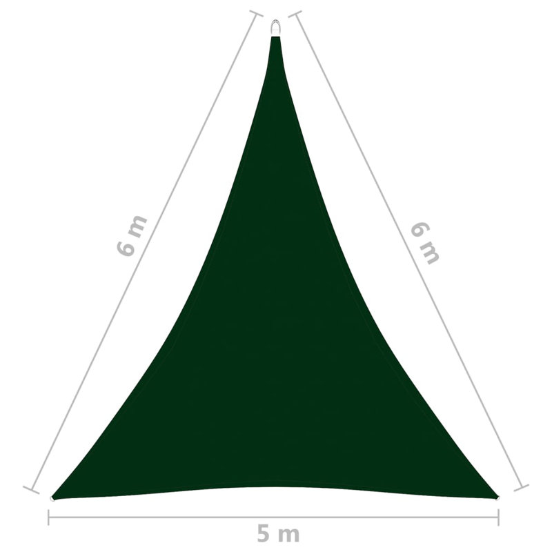 Androscogin Triangular Shade Sail, 5m x 6m x 6m, Dark Green