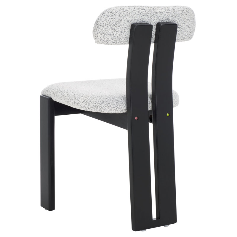 Cayde Boucle Dining Chair, Black w/ White, Black