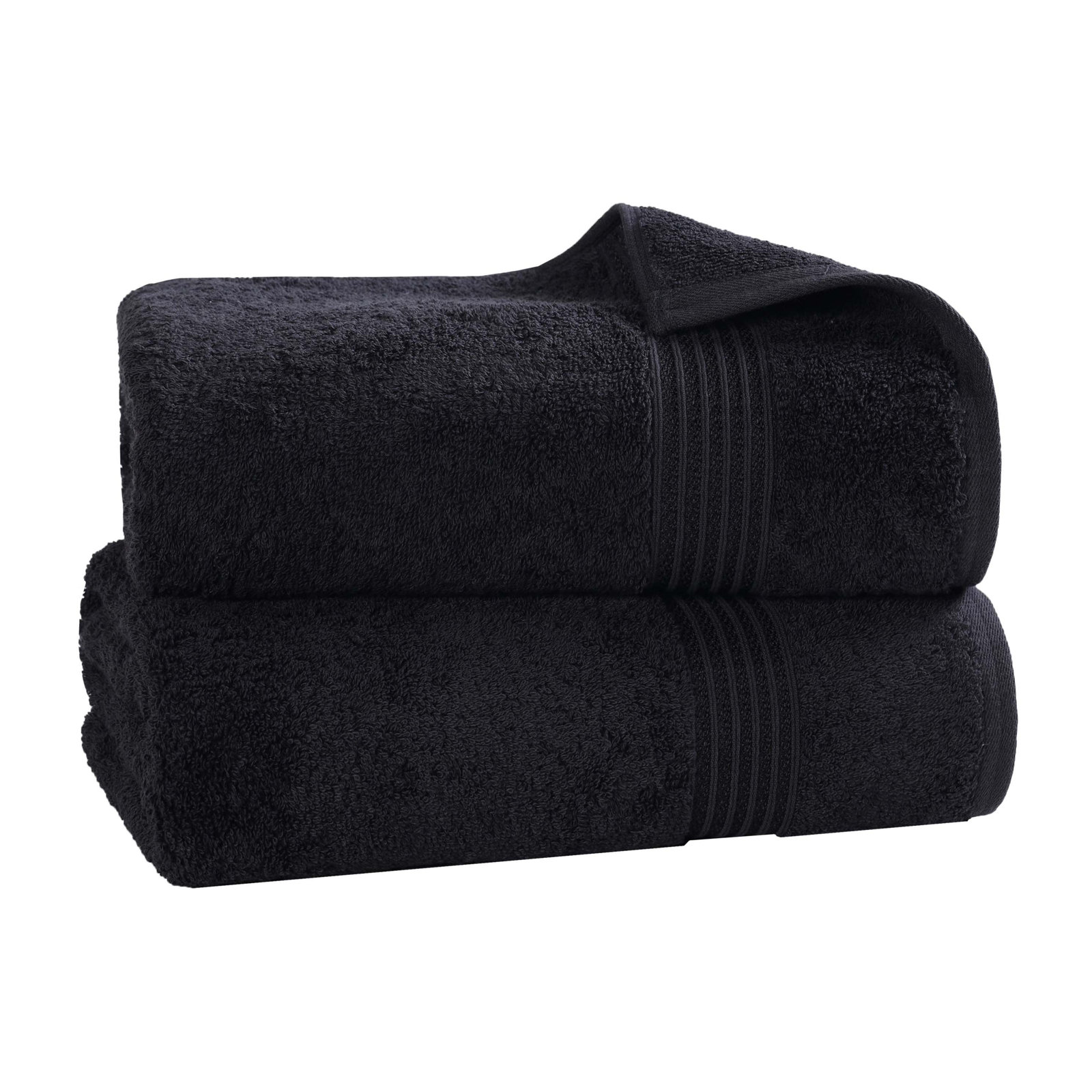 Oleg Egyptian-Quality Cotton Highly Absorbent Medium Weight Bath Sheet Set, Black, Bath Sheets - 2 Pack