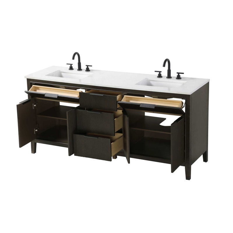 Meuble-lavabo double 72 po en chêne chocolat, Chêne chocolat, 72"
