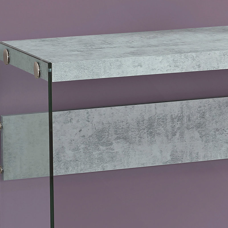 Table d'appoint, console, vestibule, étroit, canapé, stratifié gris, verre trempé transparent