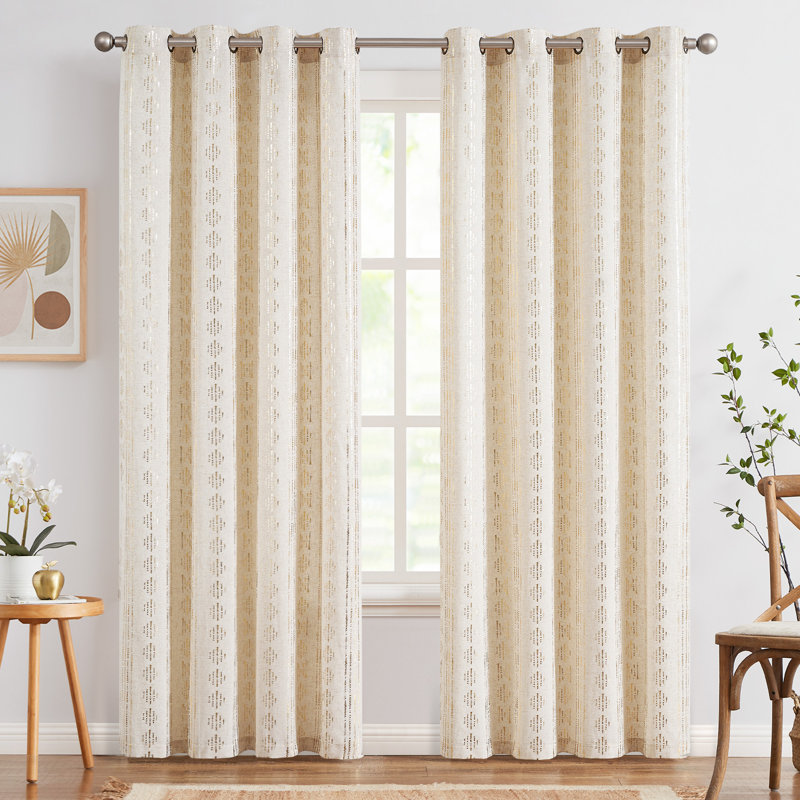 Amadas Linen Semi-Sheer Rod Pocket Curtain Pair, Gold Flax, 52" W x 84" L