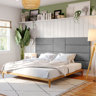 Panellist Modern Padded Headboard – Wyma Configuration Giant Headboard Panels, Petrol Blue Microvelvet