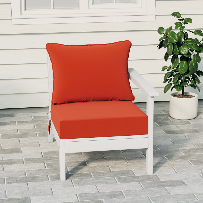 Deep Seating Right Arm Chair With Cushions, Orange, White