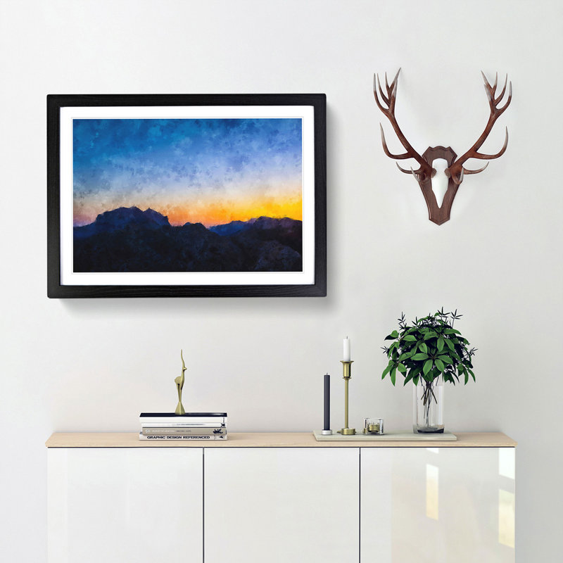 Mountain Range in Spain - Picture Frame Painting Print, 24cm H x 33cm W x 2cm D, Black Framed