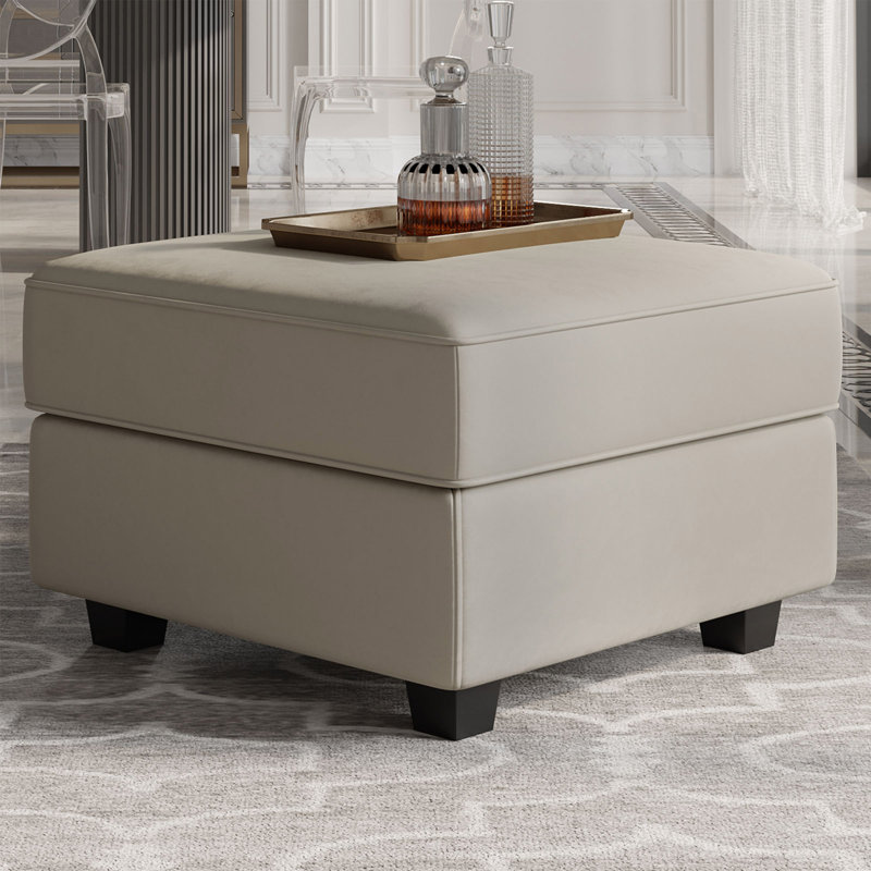 Nairoby 26.4'' Wide Upholstered Storage Ottoman Footstool Module Part for Sectional Sofa, Gray Velvet