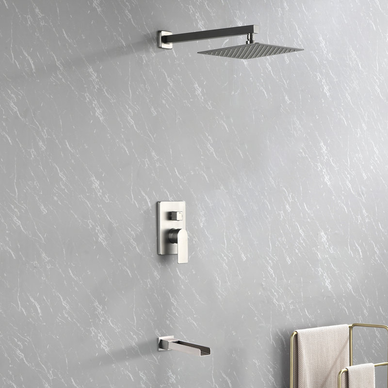 Shower Faucet Set with Tub Spout Bathtub Faucet Kit Shower Tub Faucet Set, Brushed Nickel