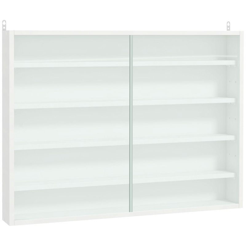 Vitrine à 5 tablettes réglables, blanc - idéale pour exposer des médailles et des objets de collection