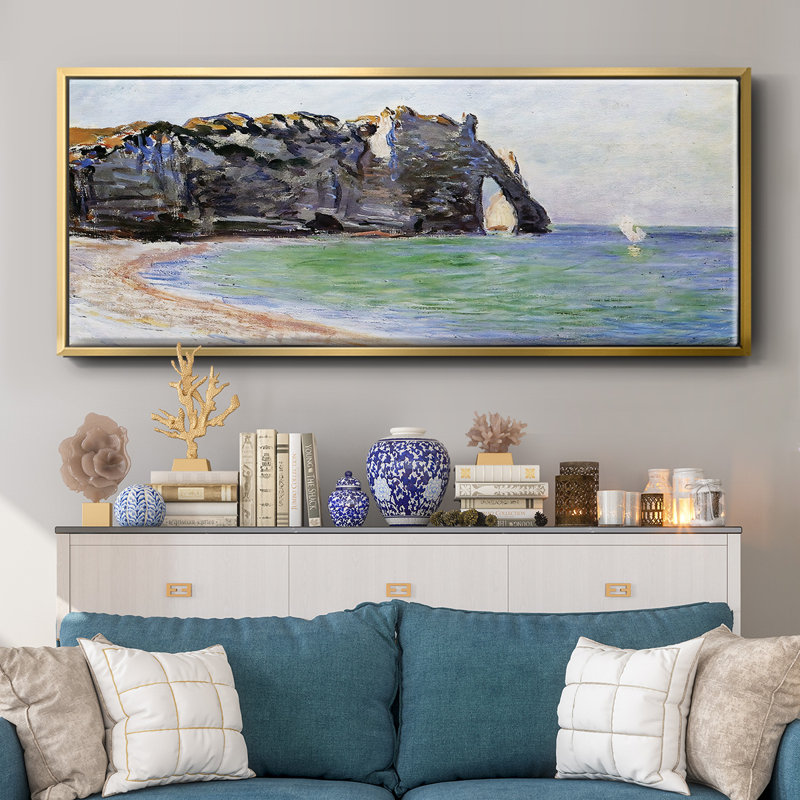Le Manneport, Etretat, la Porte d'Aval, 1885 - Toile encadrée, H 24 po x l 60 po
