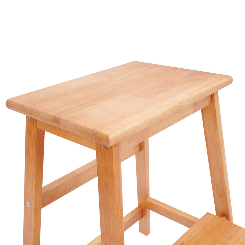 2-Step Wood Folding Step Stool, Brown