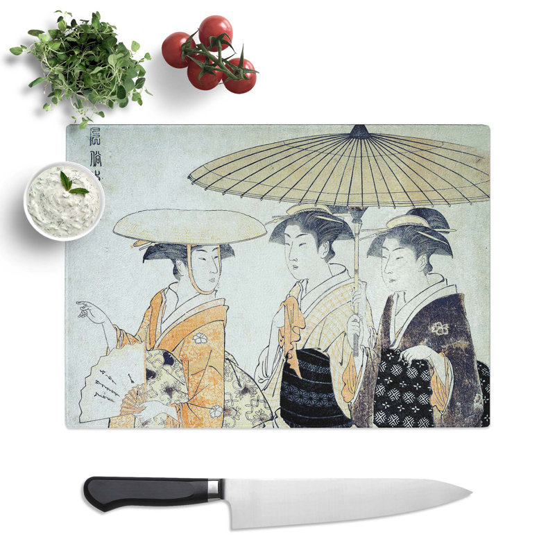 Tempered Glass the Promenade by torii Kiyonaga Chopping Board, 39 cm x 28.5 cm