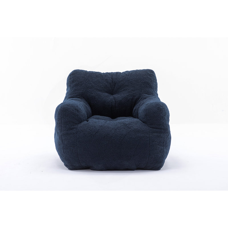 Fabric Bean Bag Chair, Dark Blue Teddy