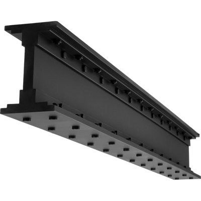 ForgeCraft Industrial Faux Steel "I" Beam with Bolts, 4 3/4"W x 7 1/2"H x 240"L, Factory Painted Black