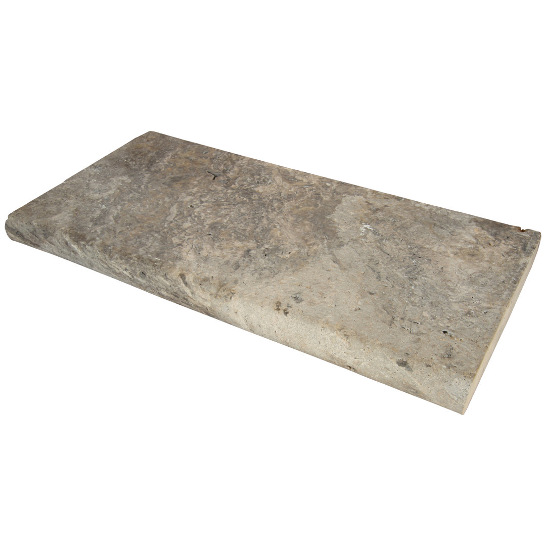 Marzana Sterling 12 in. x 24 in. x 2 in. Honed Unfilled Travertine Pool Coping (2 sq. ft./unit, 1 Piece) Ackland