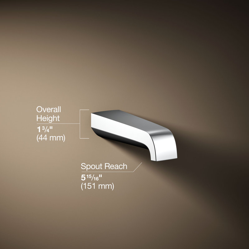 Pitch Wall-Mount Bath Spout, Polished Chrome