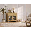 Buffet Almaguer de 80 cm de large avec tiroir, portes vitrées et tablette réglable, chêne naturel-49494461