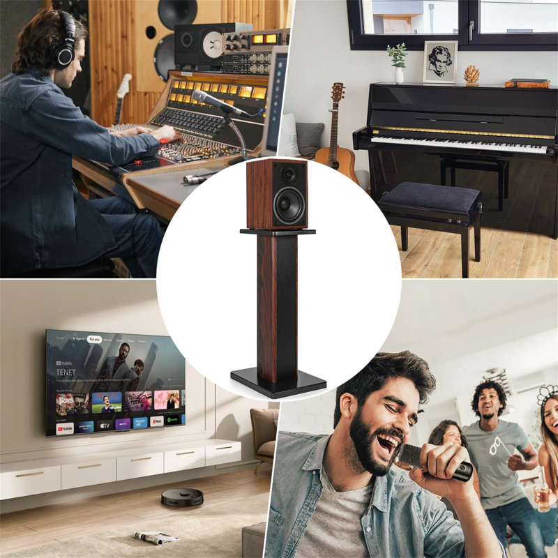 Wood Universal Floor Speaker Stands Set Of 2