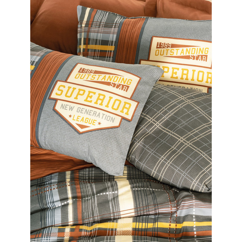 Ensemble de housse de couette double Cinnamon Ranforce, 79 po x 87 po | Comprend 2 taies d'oreiller (19,7 po x 27,6 po) et un drap plat (94,5 po x 102,4 po) | 145 fils, impression réactive, lavable à la machine, conception élégante avec fermeture à boutons