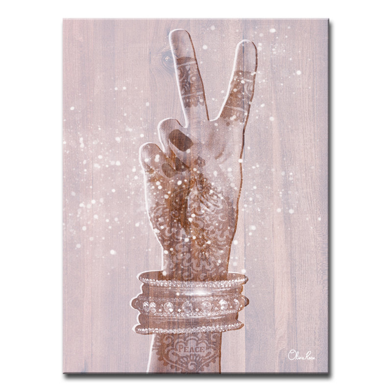 «Peace» Olivia Rose, ensemble de 1 impressions sur toile tendue, H 16 po x l 12 po