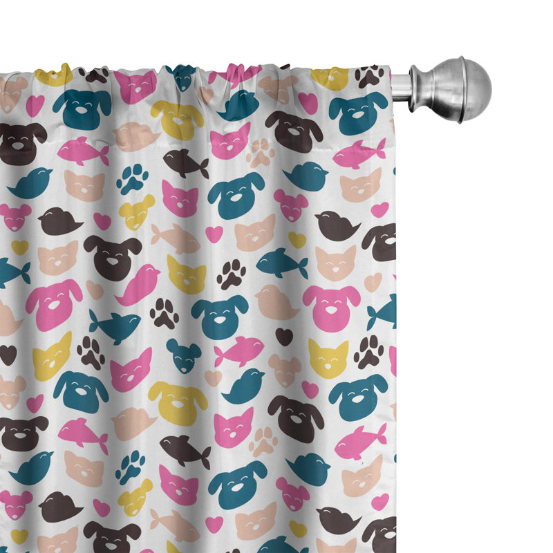 Colorful Animal Print Light Filtering Rod Pocket Curtains