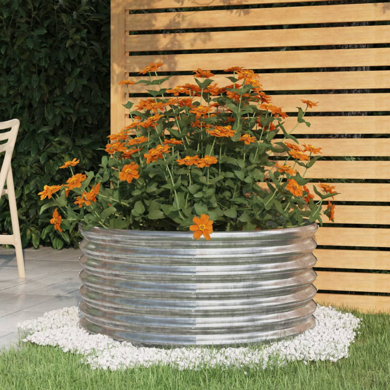 Garden Raised Bed Powder-coated Steel, Sliver, 14.17" H x 39.37" W x 39.37" D