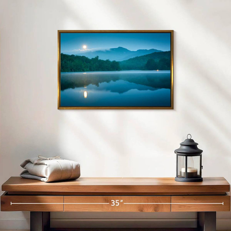 Paysage lunaire, Cadre flottant doré, 19 po x 13 po