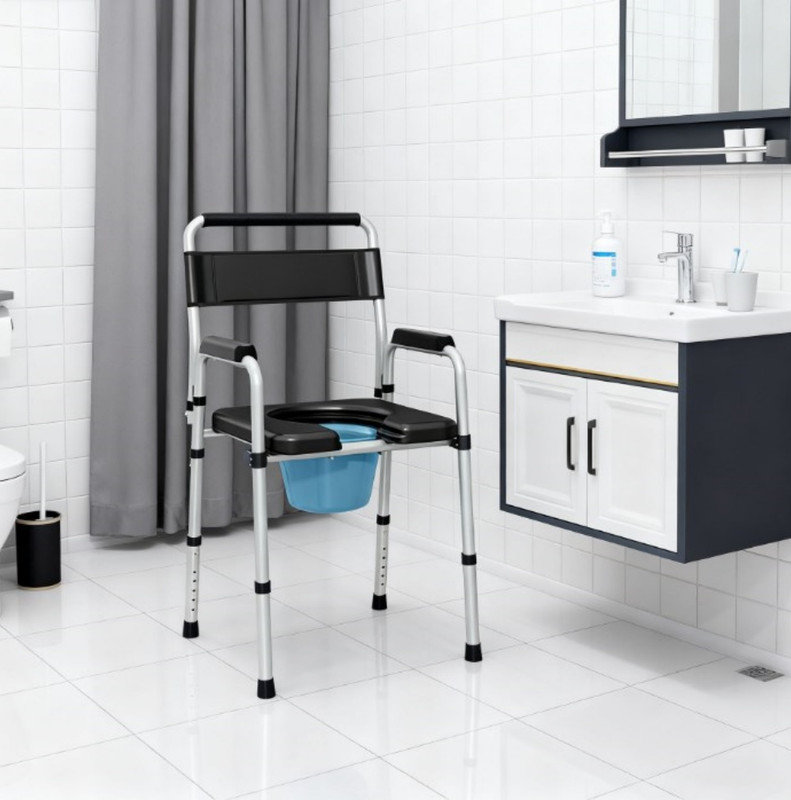 Chaise de chevet à hauteur ajustable pour personnes âgées, adultes, personnes à mobilité réduite, siège de toilette surélevé avec accoudoirs