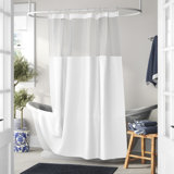 Docia Modern Waffle Weave Shower Curtain for Bathroom With Mesh Top Window Shower Curtain With Liner Sets