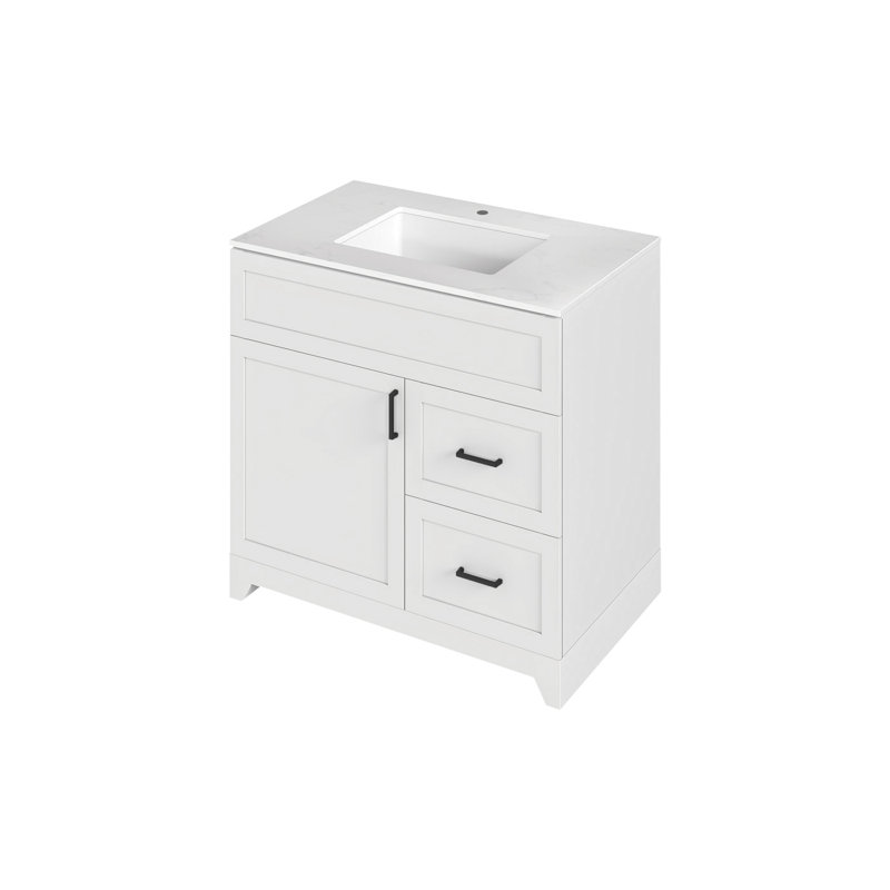 Lavabo en céramique 36 po Perren, Blanc, Blanc