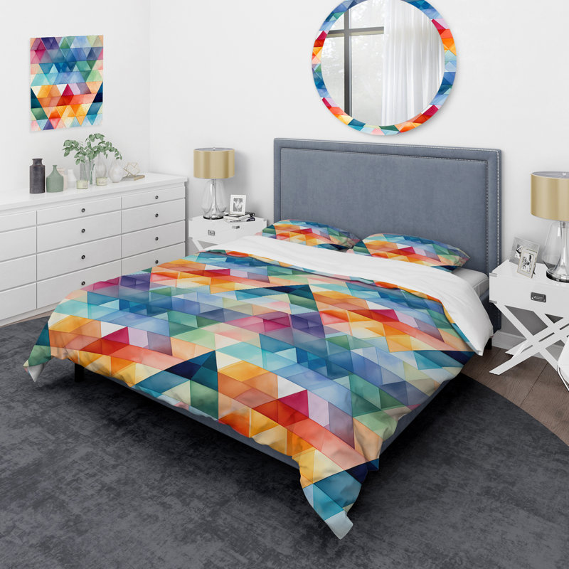 Ensemble de housse de couette Triangle, Housse de couette simple + 1 taie décorative stan