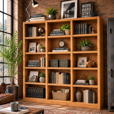 Flannagan 72" H Wood Triple Wide Bookcase with 15 Shelves
