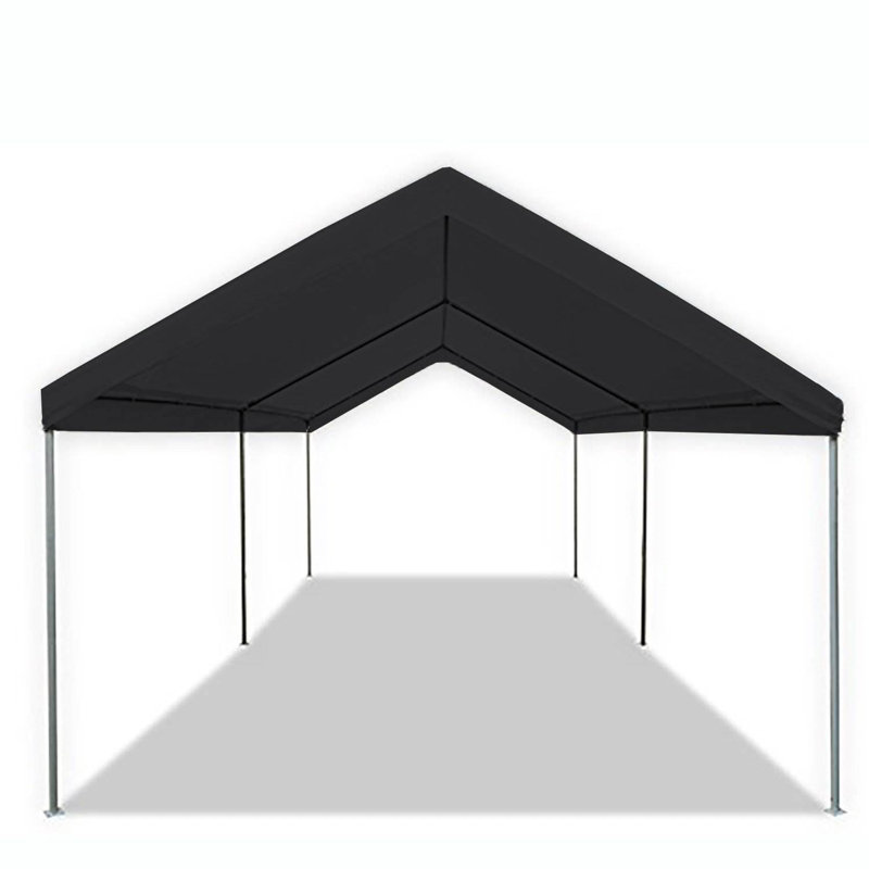 Black 10x20 Vinyl Peak Roof Carport Canopy with Sidewalls