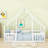 Wood House-Shaped Floor Bed With Guardrails-528129509-528129498