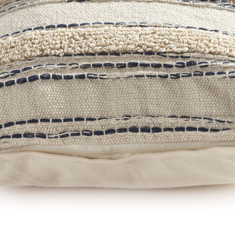 Zanthia Cream and Gray Embroidered Square Throw Pillow