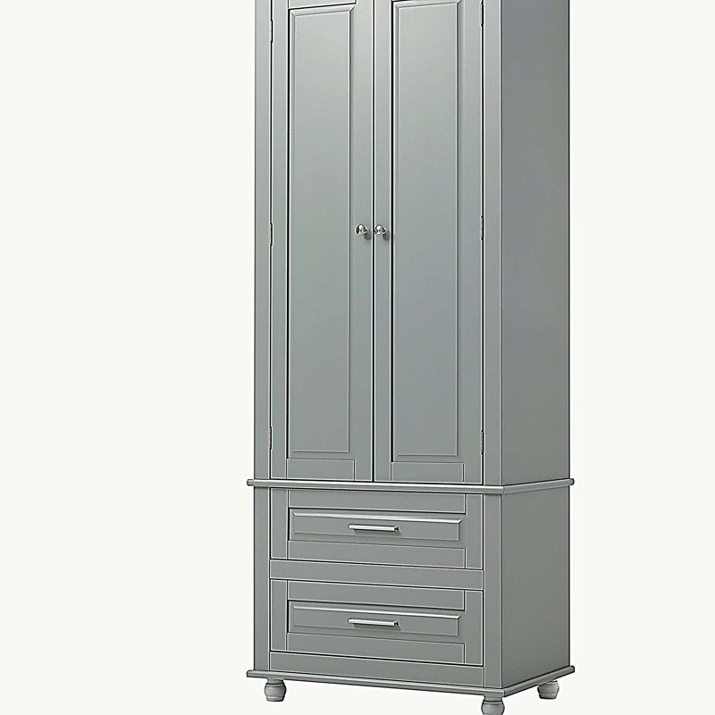Bathroom Storage Cabinet with Two Drawers, Grey