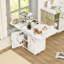 Table à manger pliante en bois: support de rangement, armoire, 6 roulettes, aspect marbre blanc, îlot de cuisine polyvalent et table d'appoint