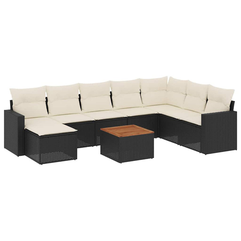 Vidaxl Garden Sofa Set Black PE Rattan 9 Piece Modular Garden Sofa Set