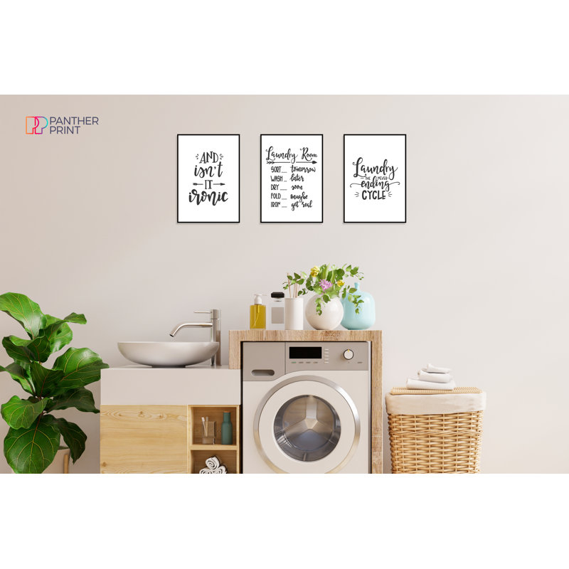 Isn't It Ironic For Utlity Room - 3 Piece No Frame Print Set, 29.7cm H x 21cm W